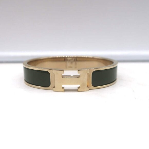 Hermes Clic H PM Bracelet Forest Green Enamel & Gold - Picture 2 of 7